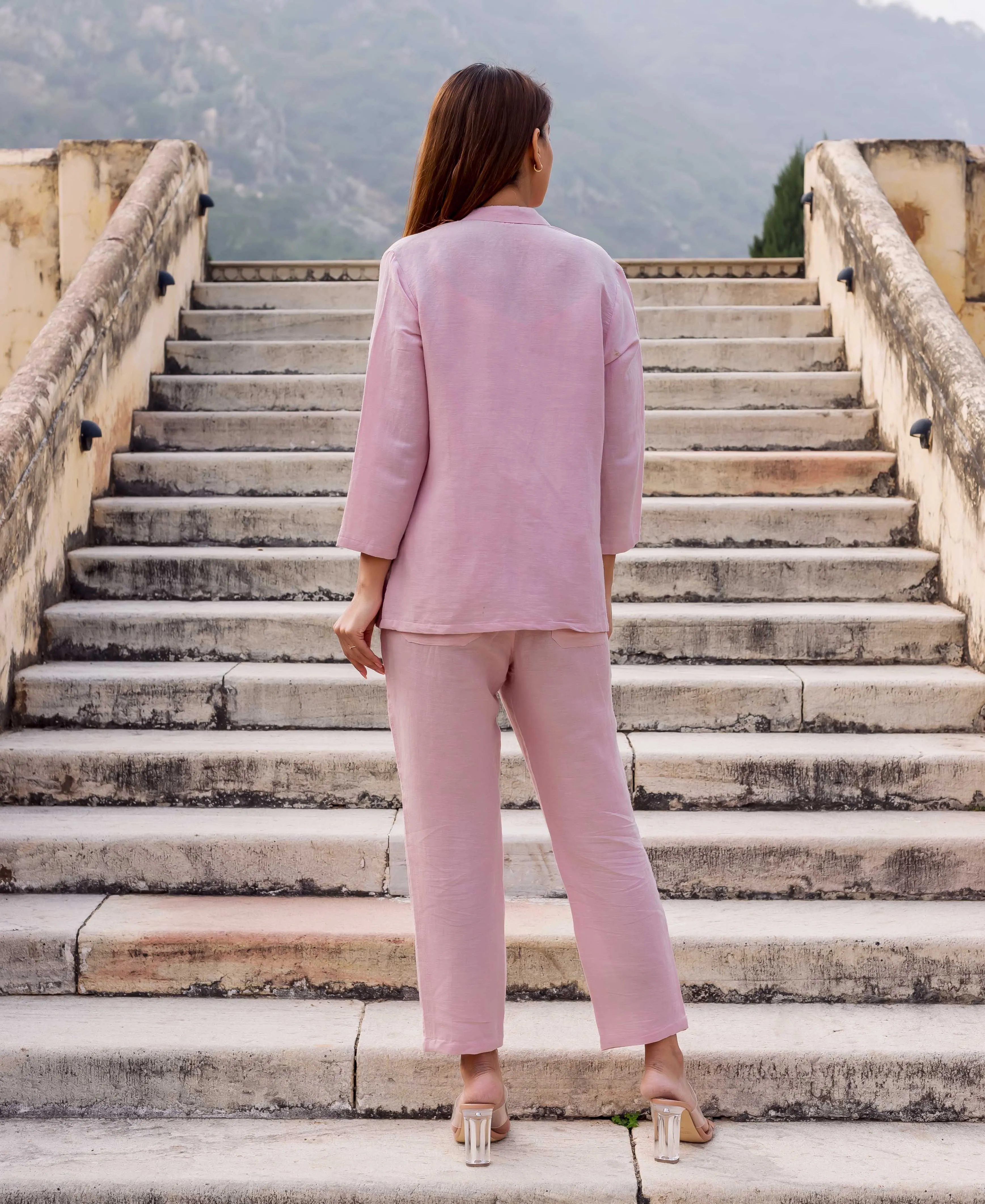 Flamingo Pink Linen Coordinated Set