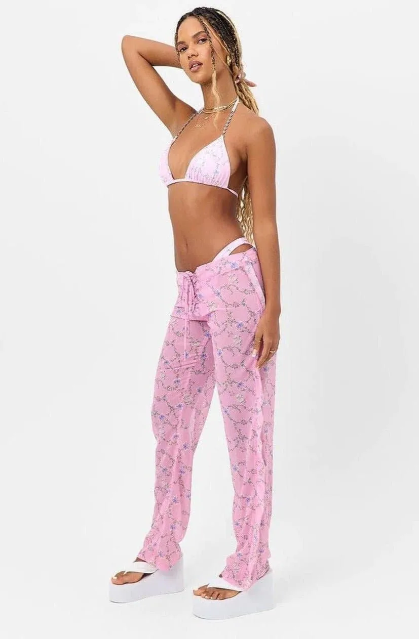 Frankies Bikinis Molly Lace Up Chiffon Pants