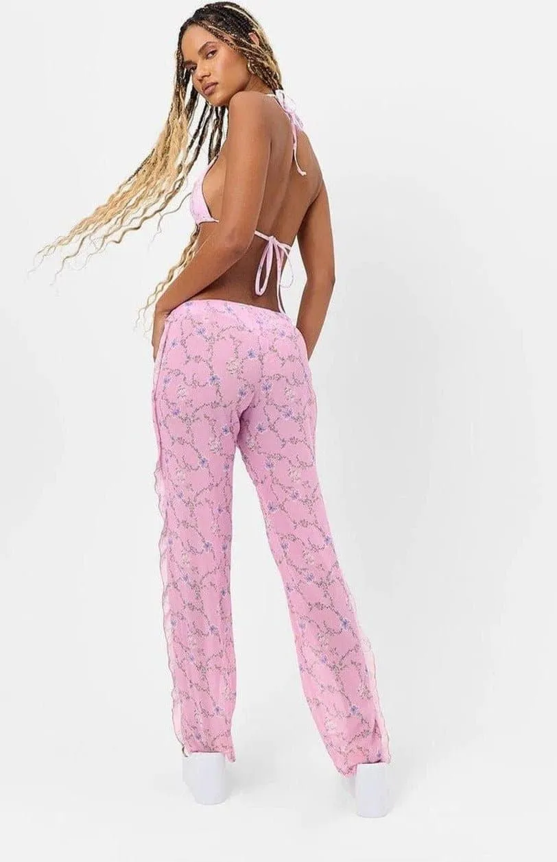 Frankies Bikinis Molly Lace Up Chiffon Pants