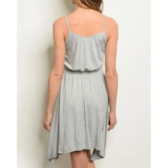 Gray Grommet Trim Dress