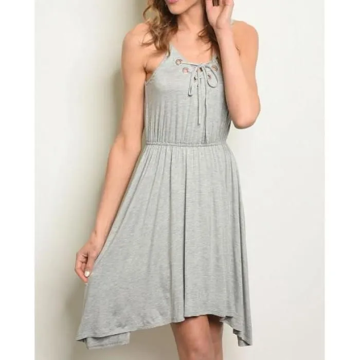 Gray Grommet Trim Dress