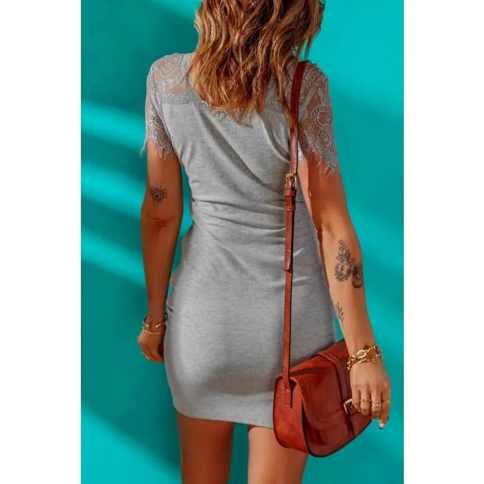 Gray Ribbed T-Shirt Dress