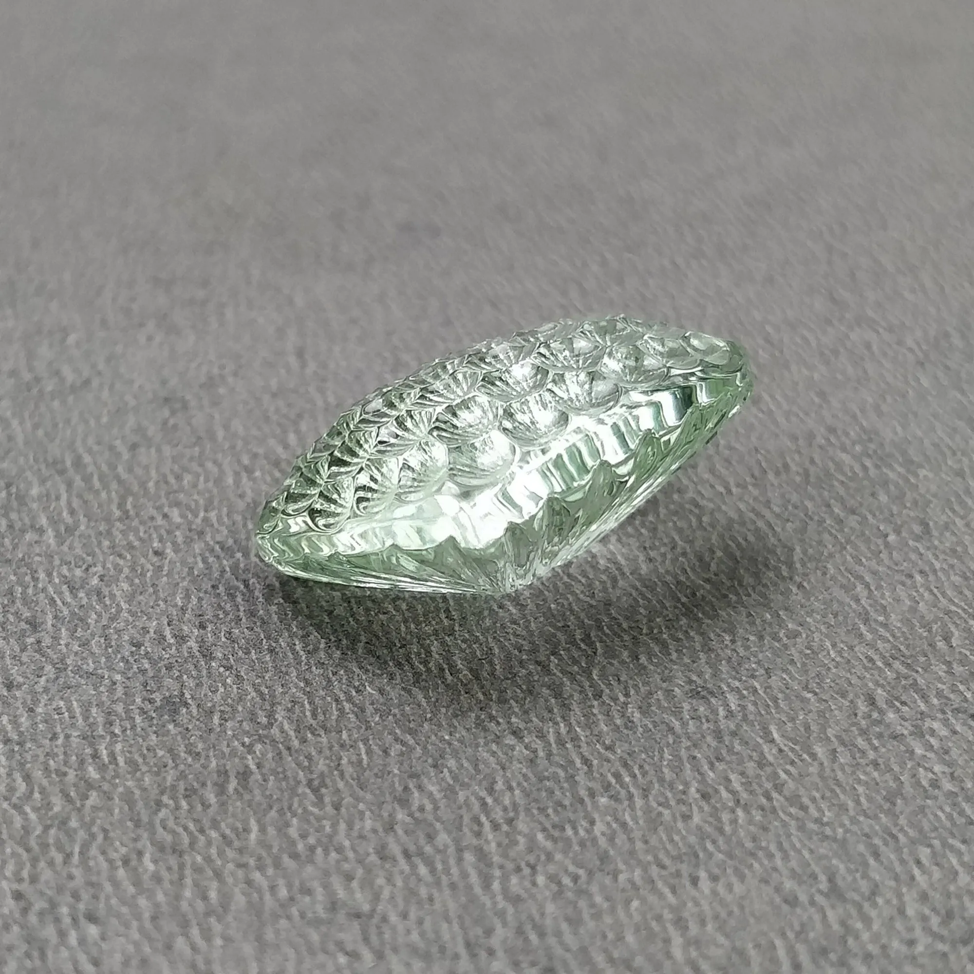 GREEN AQUAMARINE Gemstone Carving  : 20.40cts Natural Untreated Aqua Hand Carved Cushion Shape 16*20mm (With Video)