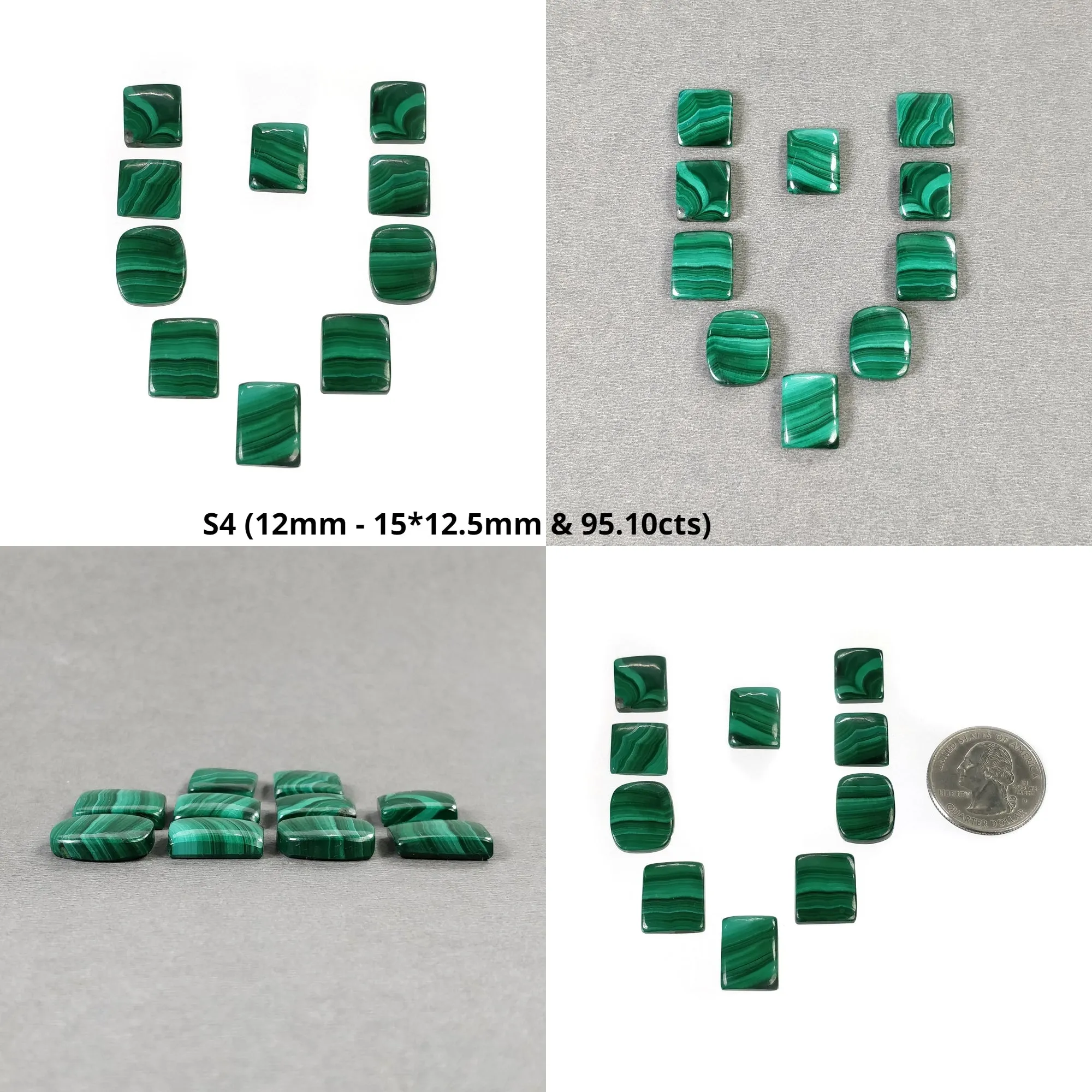 GREEN MALACHITE Gemstone Cabochon : Natural Untreated Bi-Color Malachite Oval Cushion Shape 8pcs & 10pcs