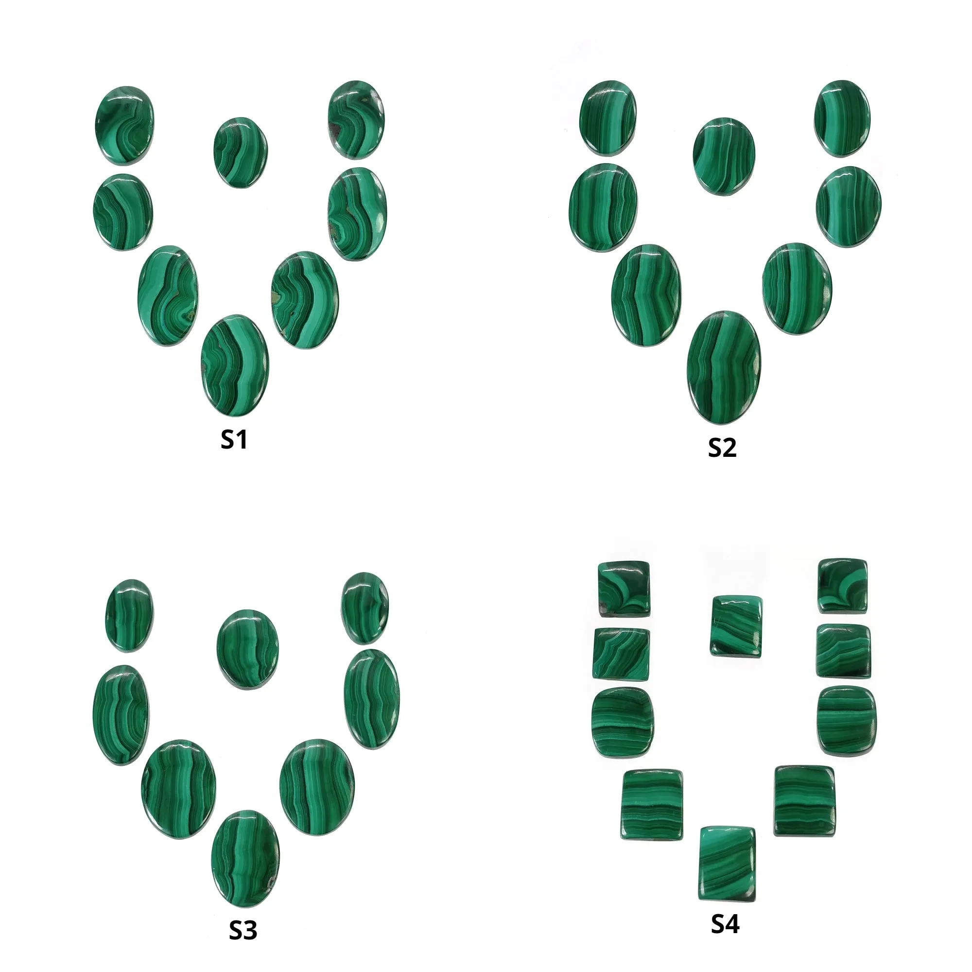 GREEN MALACHITE Gemstone Cabochon : Natural Untreated Bi-Color Malachite Oval Cushion Shape 8pcs & 10pcs