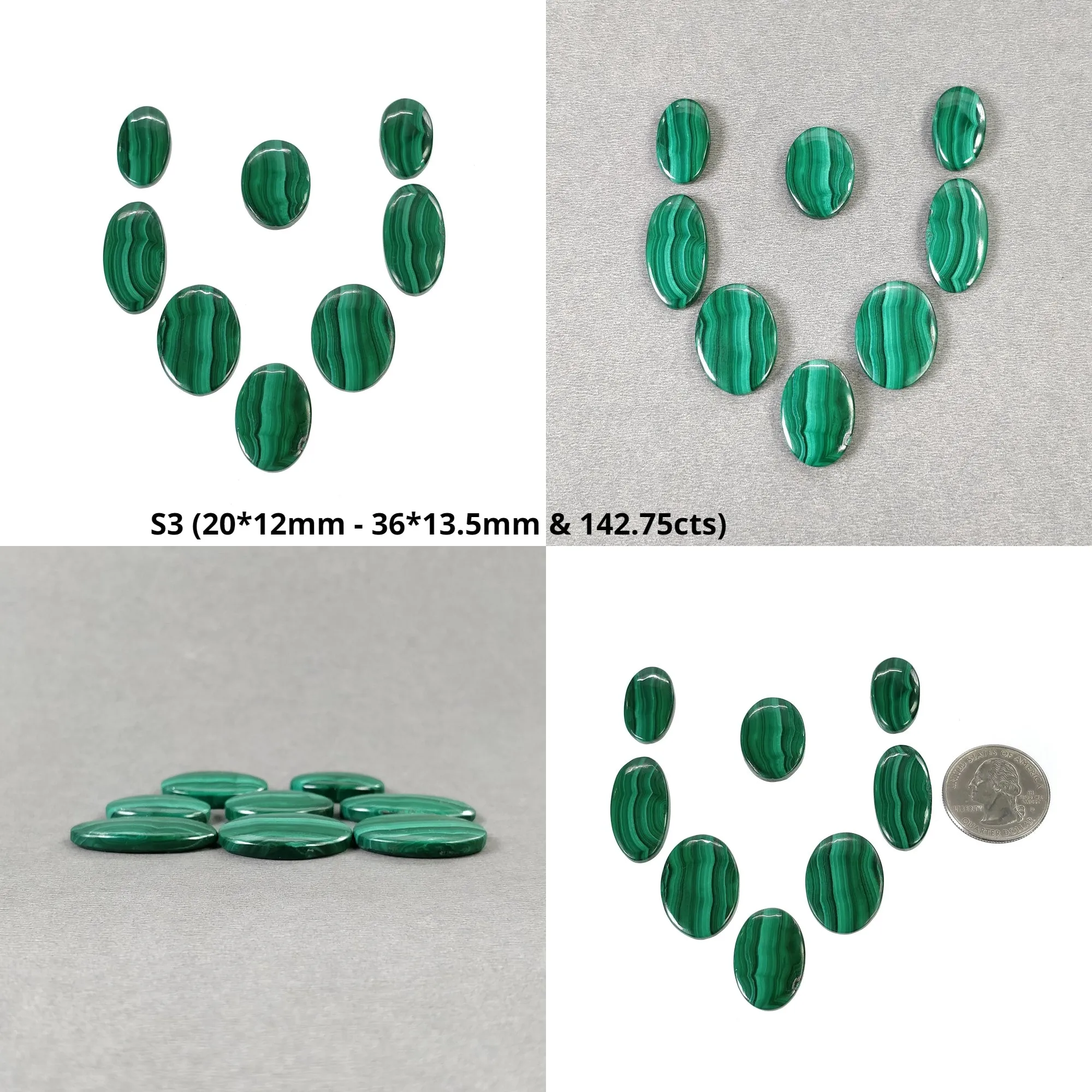 GREEN MALACHITE Gemstone Cabochon : Natural Untreated Bi-Color Malachite Oval Cushion Shape 8pcs & 10pcs