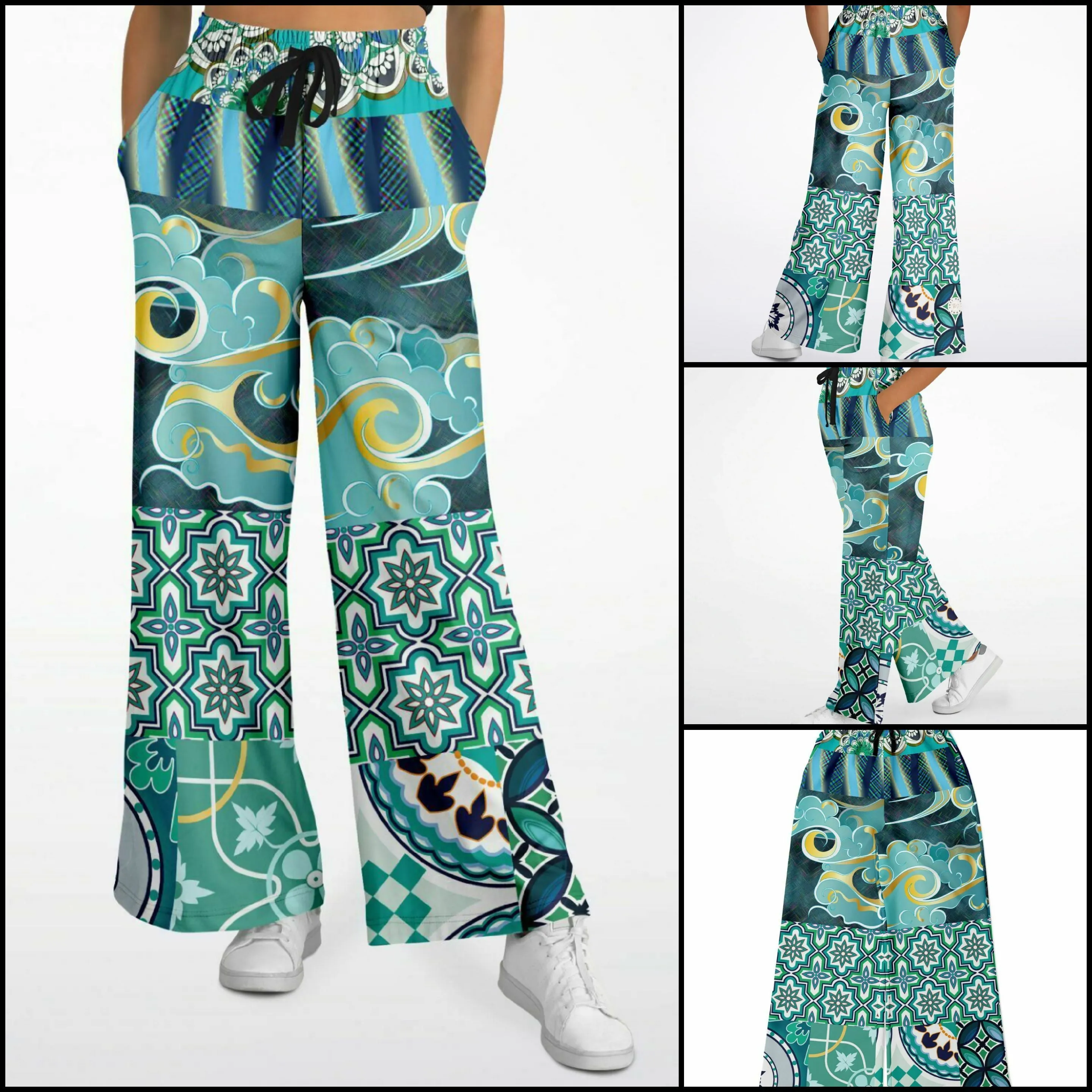 Green Meknes Eco-Poly Stretchy Phat Bellbottoms