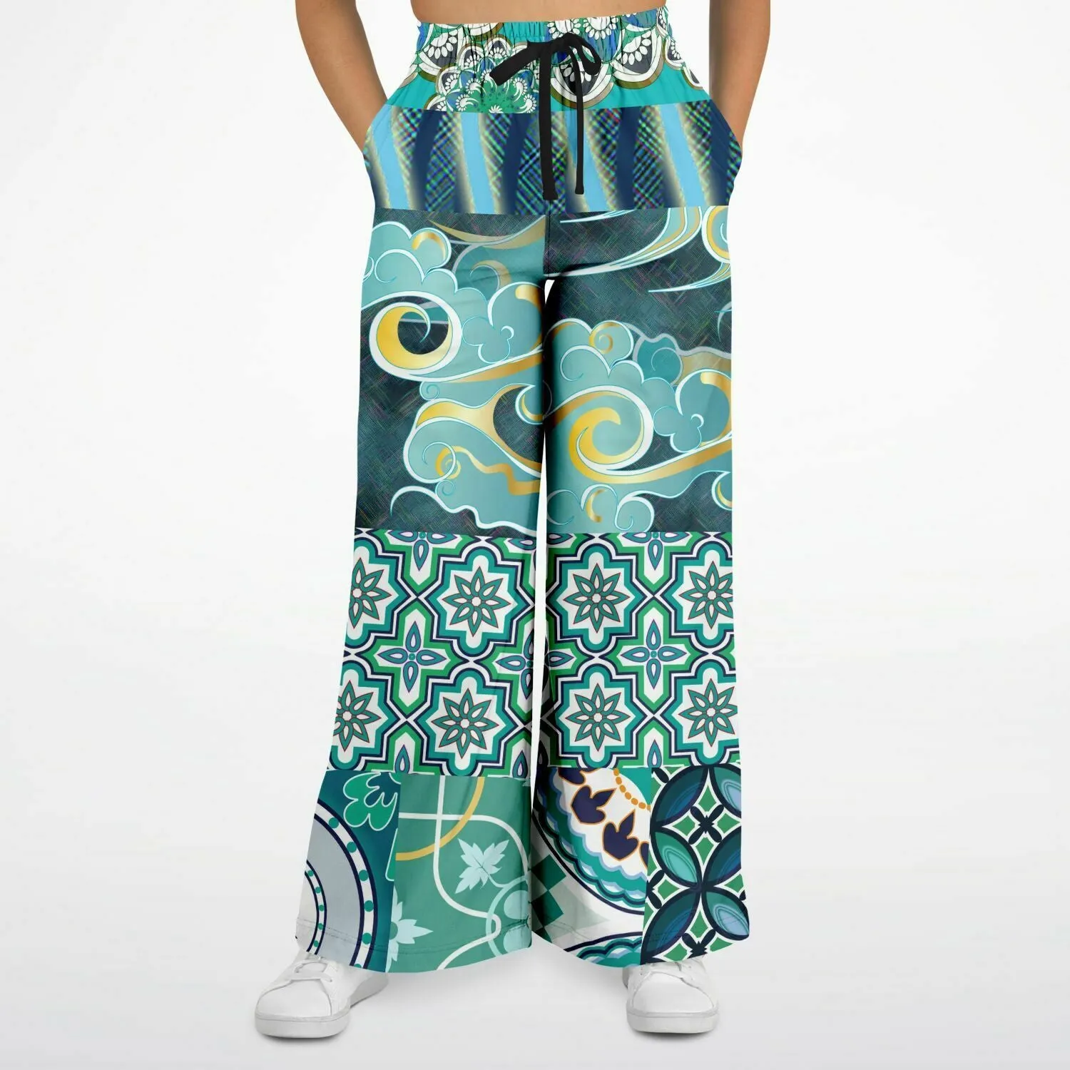 Green Meknes Eco-Poly Stretchy Phat Bellbottoms