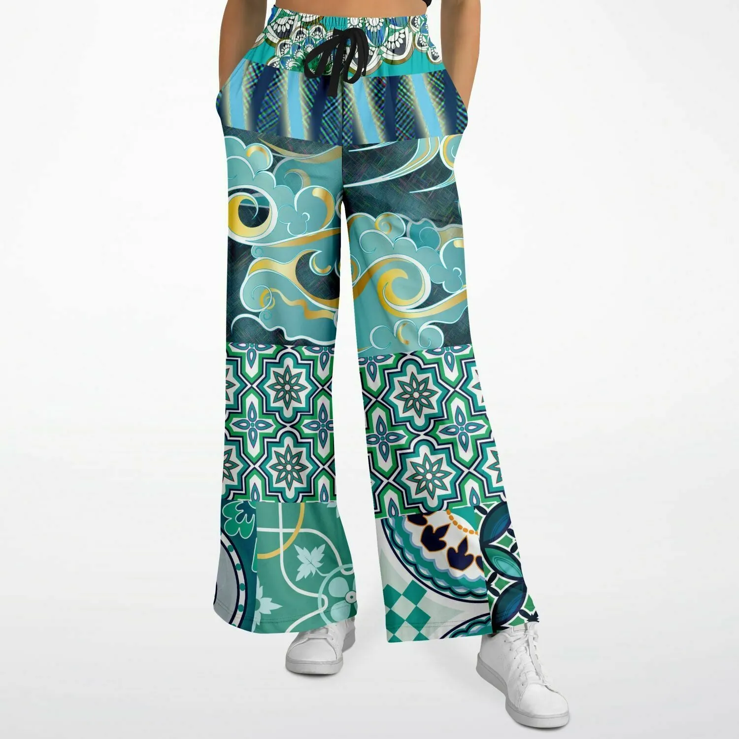 Green Meknes Eco-Poly Stretchy Phat Bellbottoms