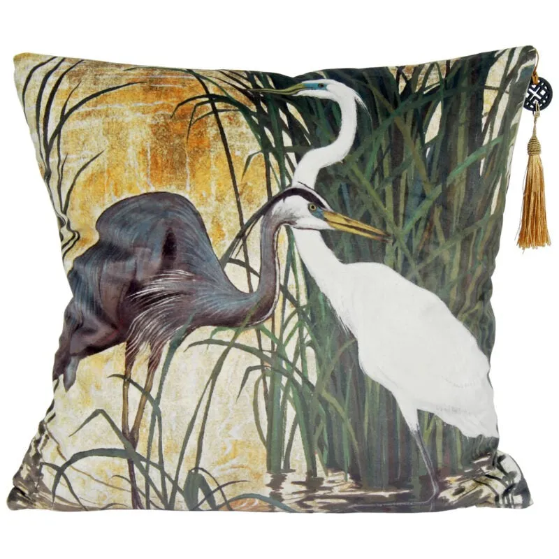 Heron Print Cushion Cover