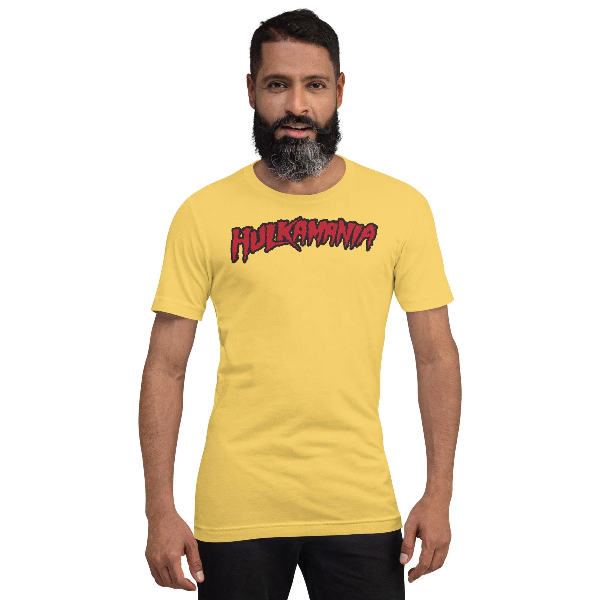 Hulk Hogan Hulkamania Red Logo Mens Yellow T-shirt