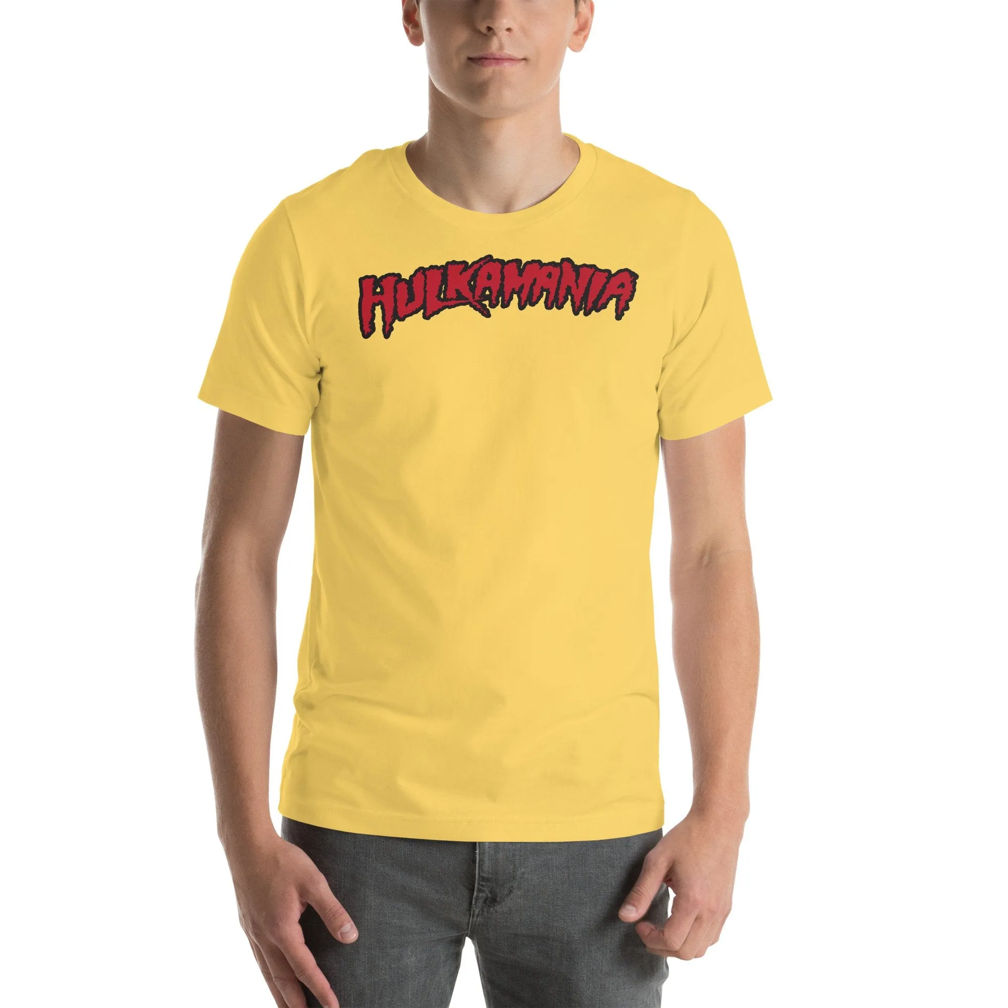 Hulk Hogan Hulkamania Red Logo Mens Yellow T-shirt