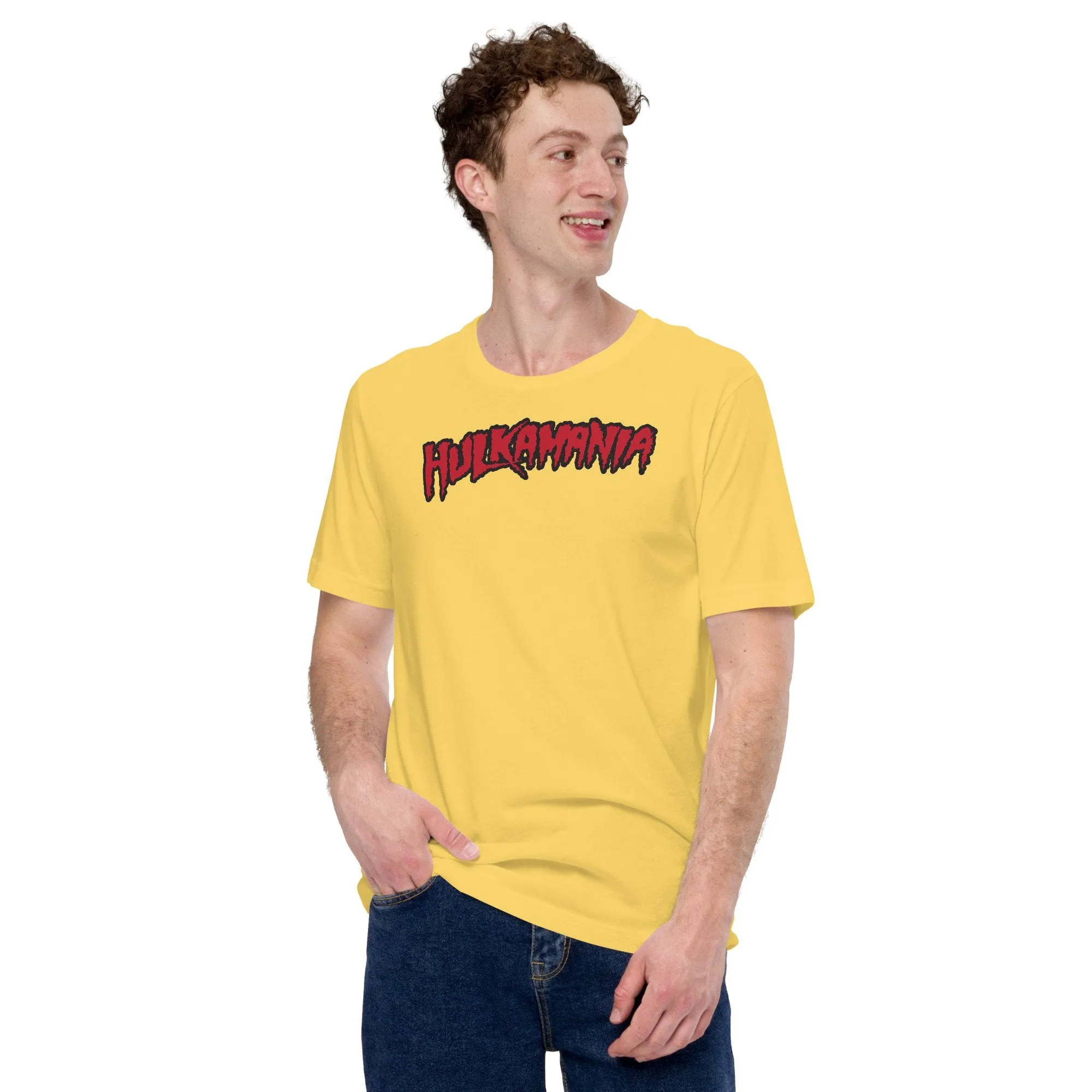 Hulk Hogan Hulkamania Red Logo Mens Yellow T-shirt