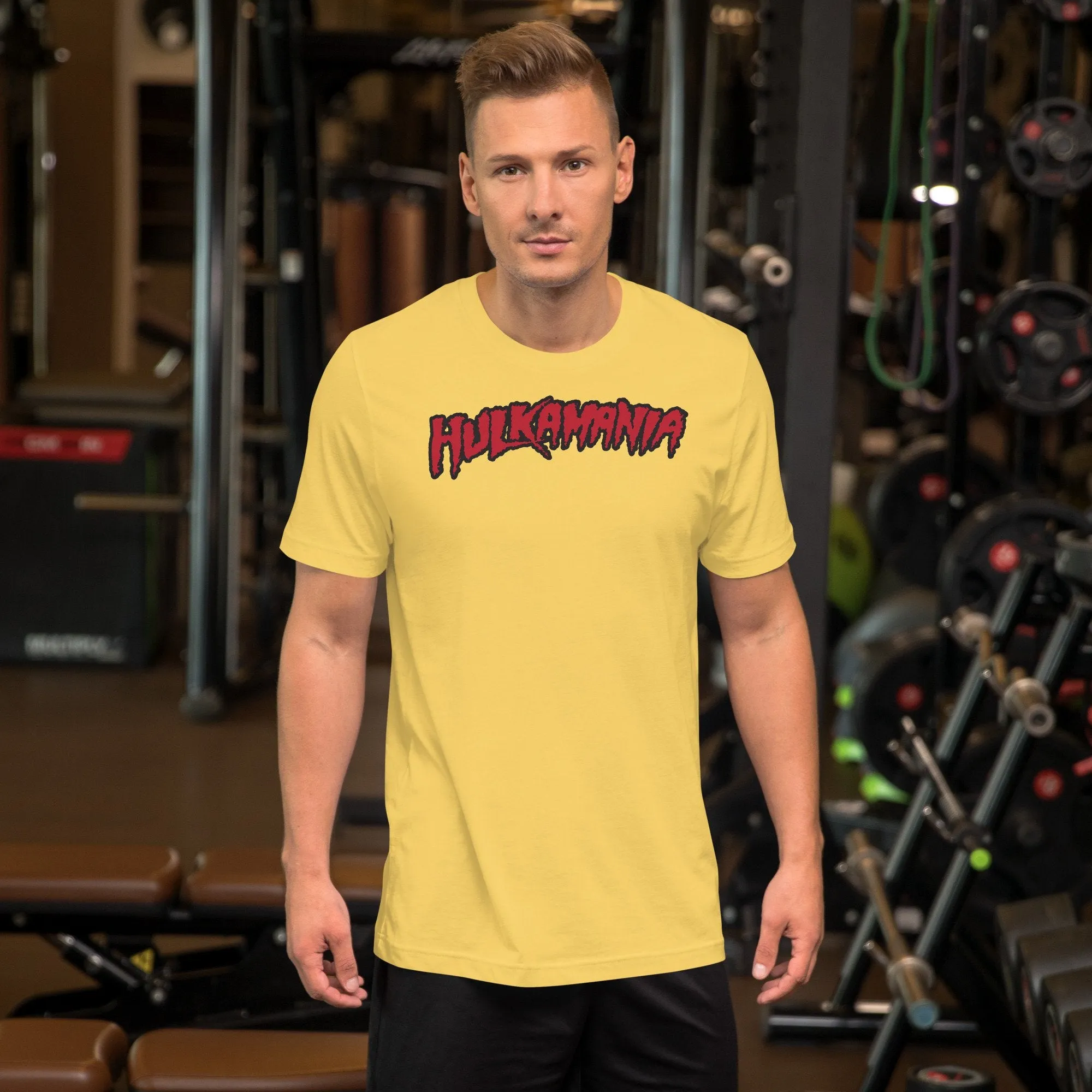 Hulk Hogan Hulkamania Red Logo Mens Yellow T-shirt