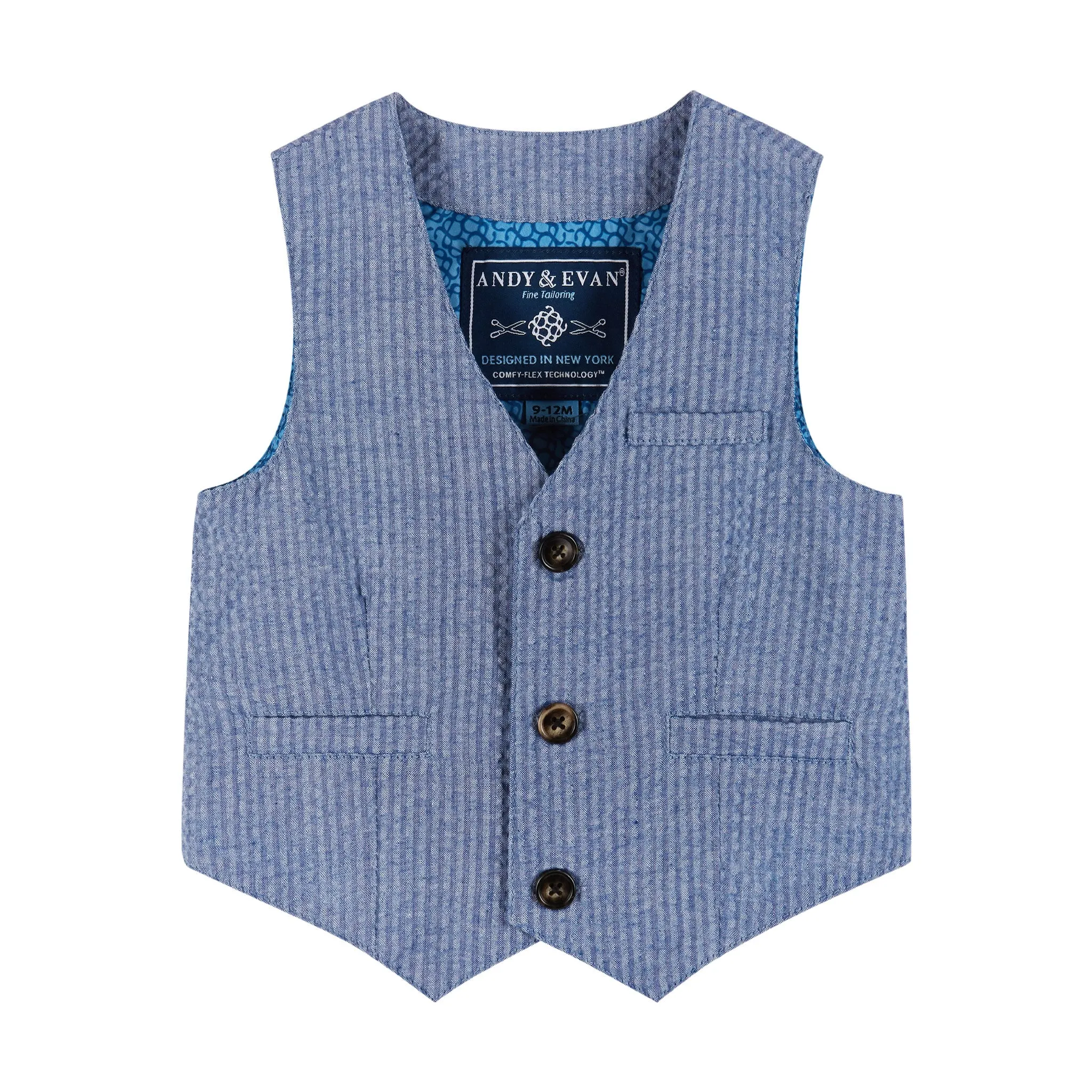 Infant 4-Piece Buttondown and Vest Set | Blue