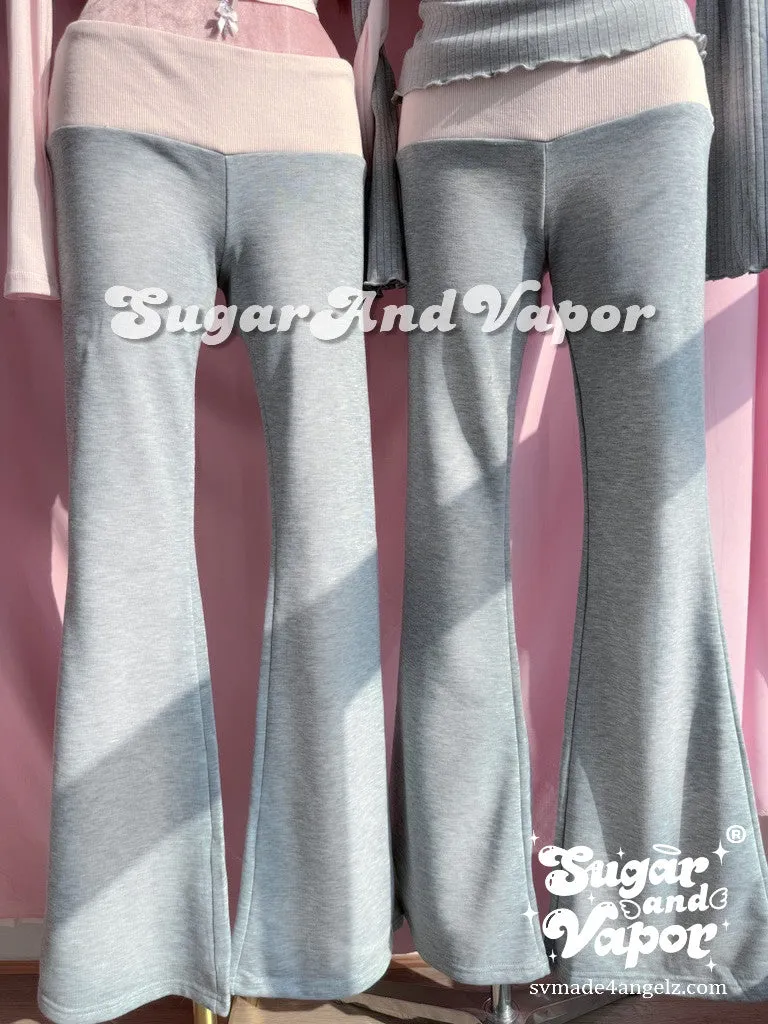 Isolde Grey Coquette Low-rise Flared Jogger Pants