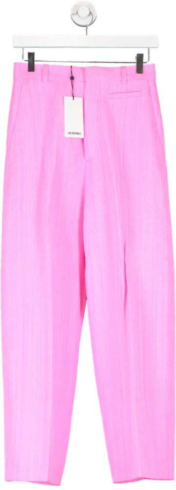 JACQUEMUS Pink Le Pantalon Sauge Les Classiques High-waisted Flare Pants. UK 8