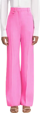 JACQUEMUS Pink Le Pantalon Sauge Les Classiques High-waisted Flare Pants. UK 8