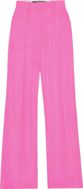 JACQUEMUS Pink Le Pantalon Sauge Les Classiques High-waisted Flare Pants. UK 8