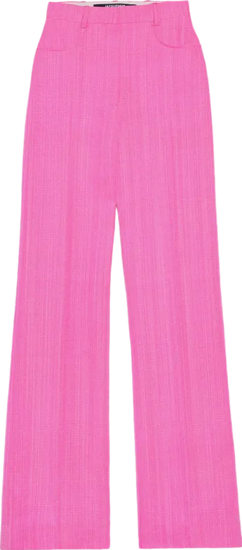 JACQUEMUS Pink Le Pantalon Sauge Les Classiques High-waisted Flare Pants. UK 8