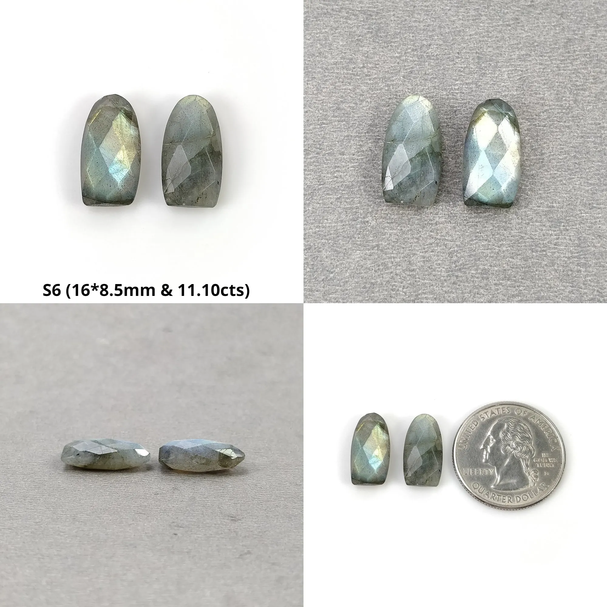 Labradorite Gemstone Checker Cut : Natural Untreated Rainbow Flashing Labradorite Pear Oval Shape Briolette Set For Jewelry