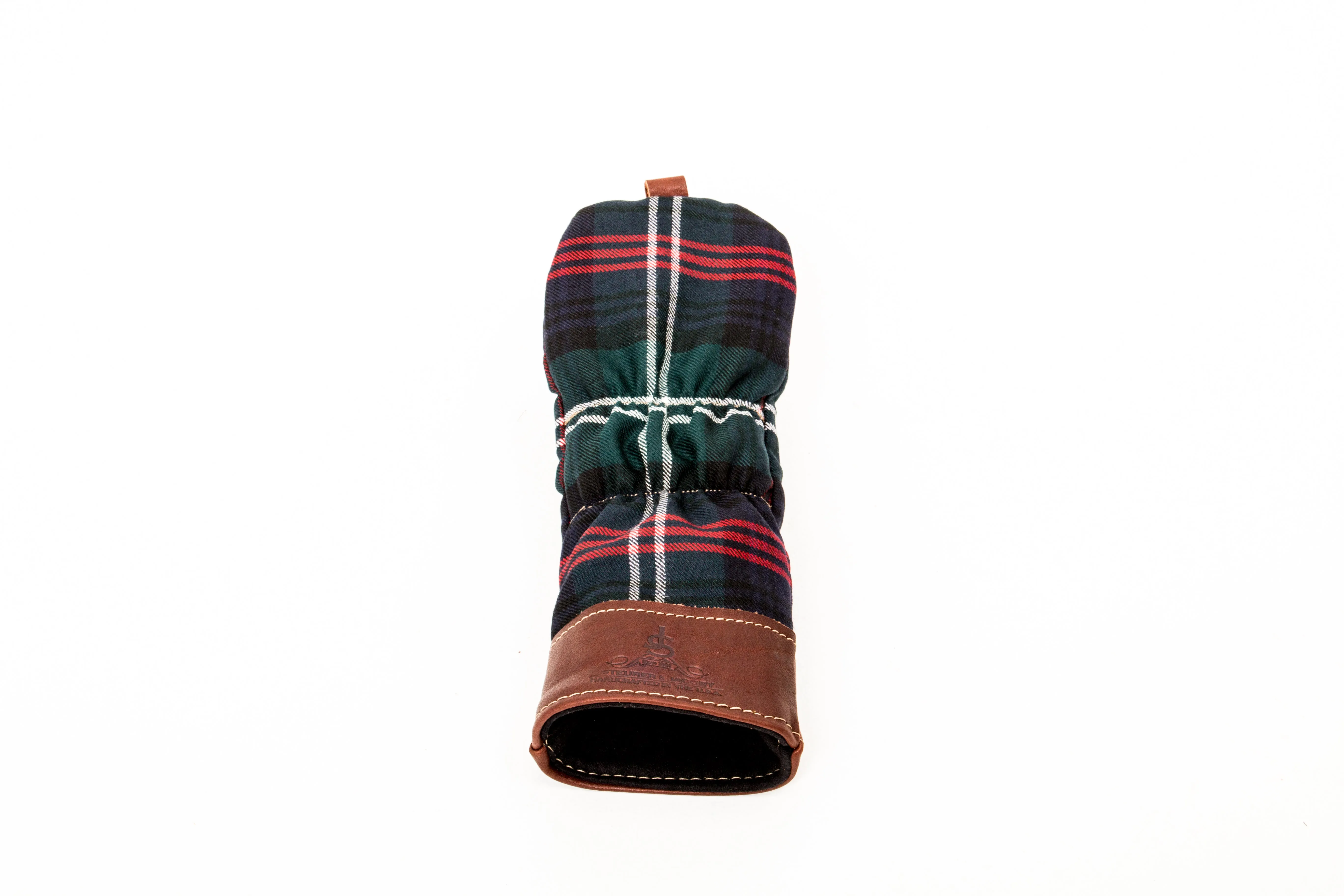 Leather and Wool Tartan Head Cover