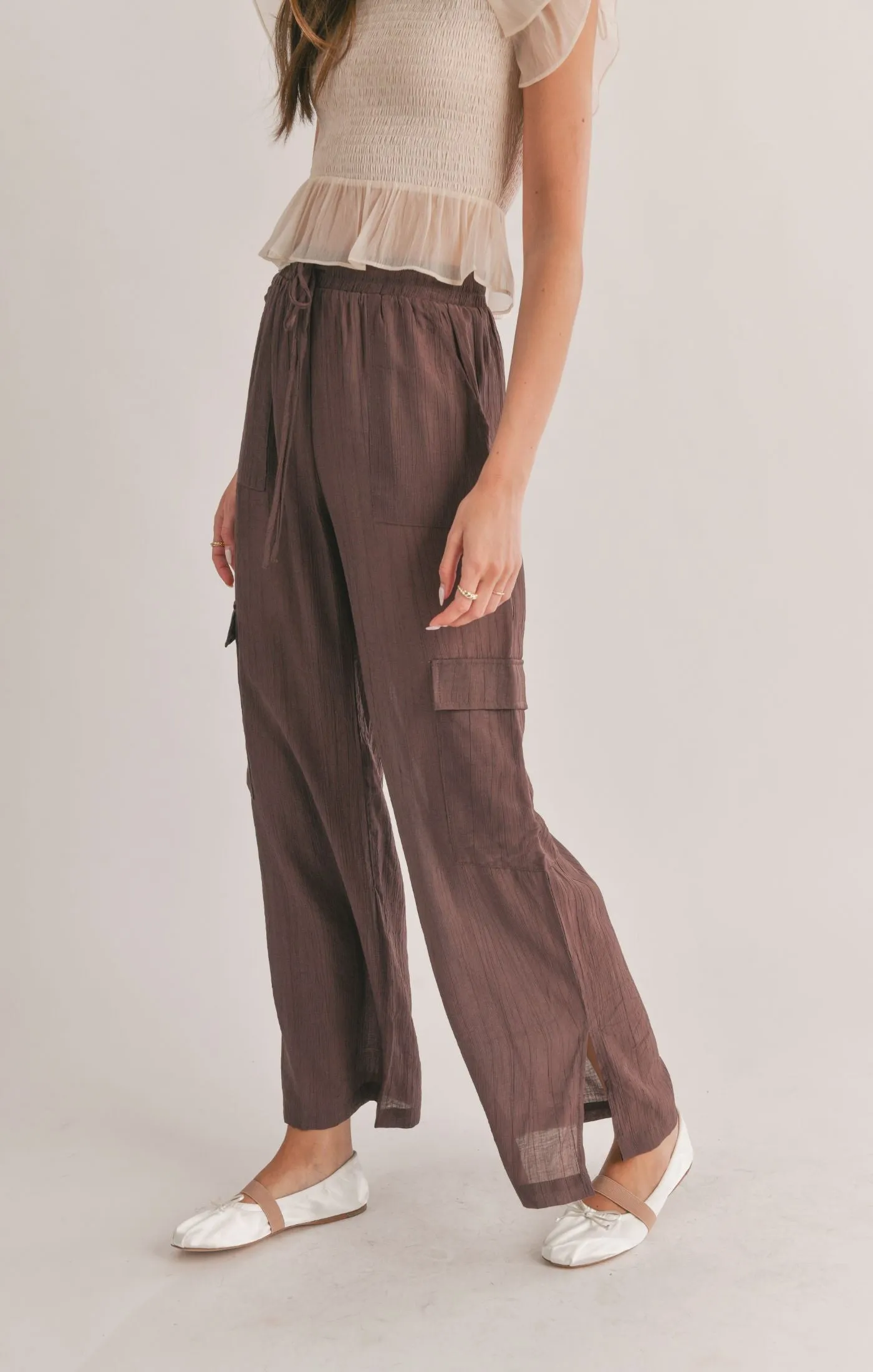 Light A Fire Side Slit Cargo Pants