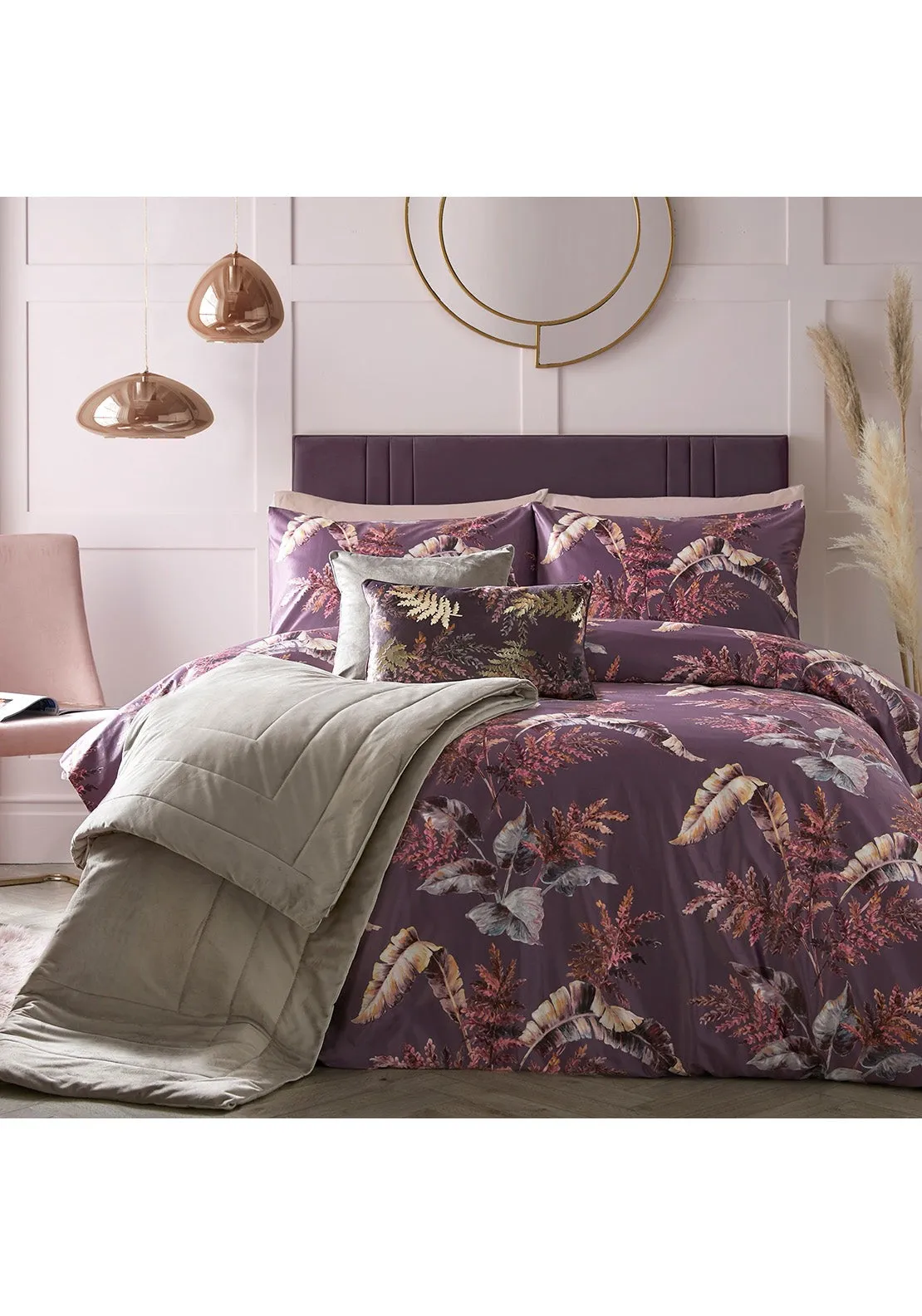 Luxe Fern Duvet Cover Set - Mauve