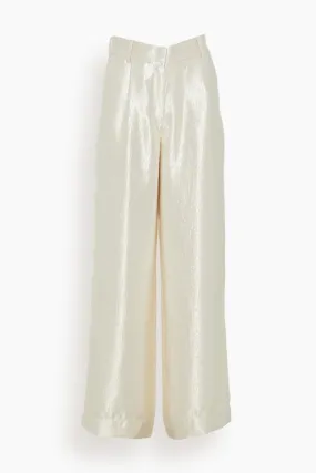 Malcolm Cream Textured Satin Pants for Effortless Elegance