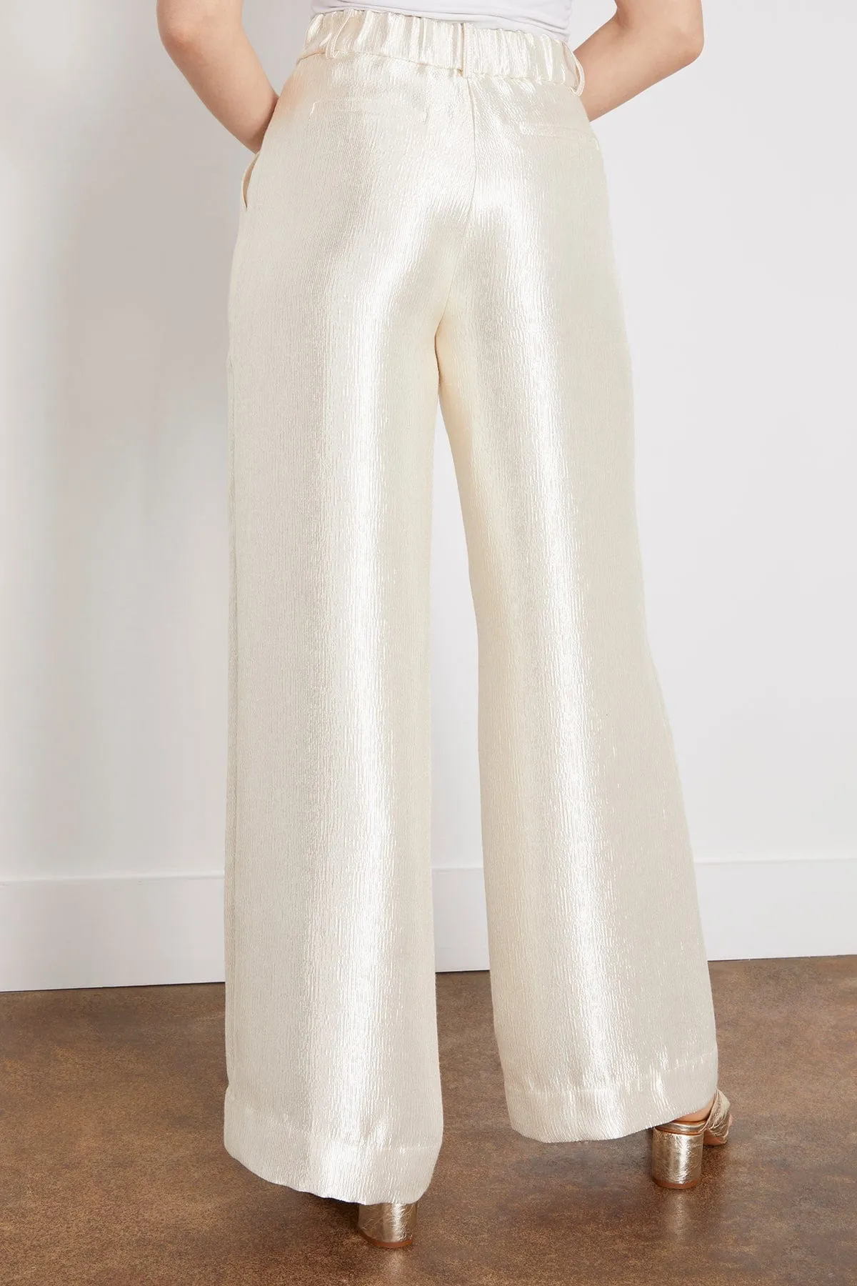 Malcolm Cream Textured Satin Pants for Effortless Elegance