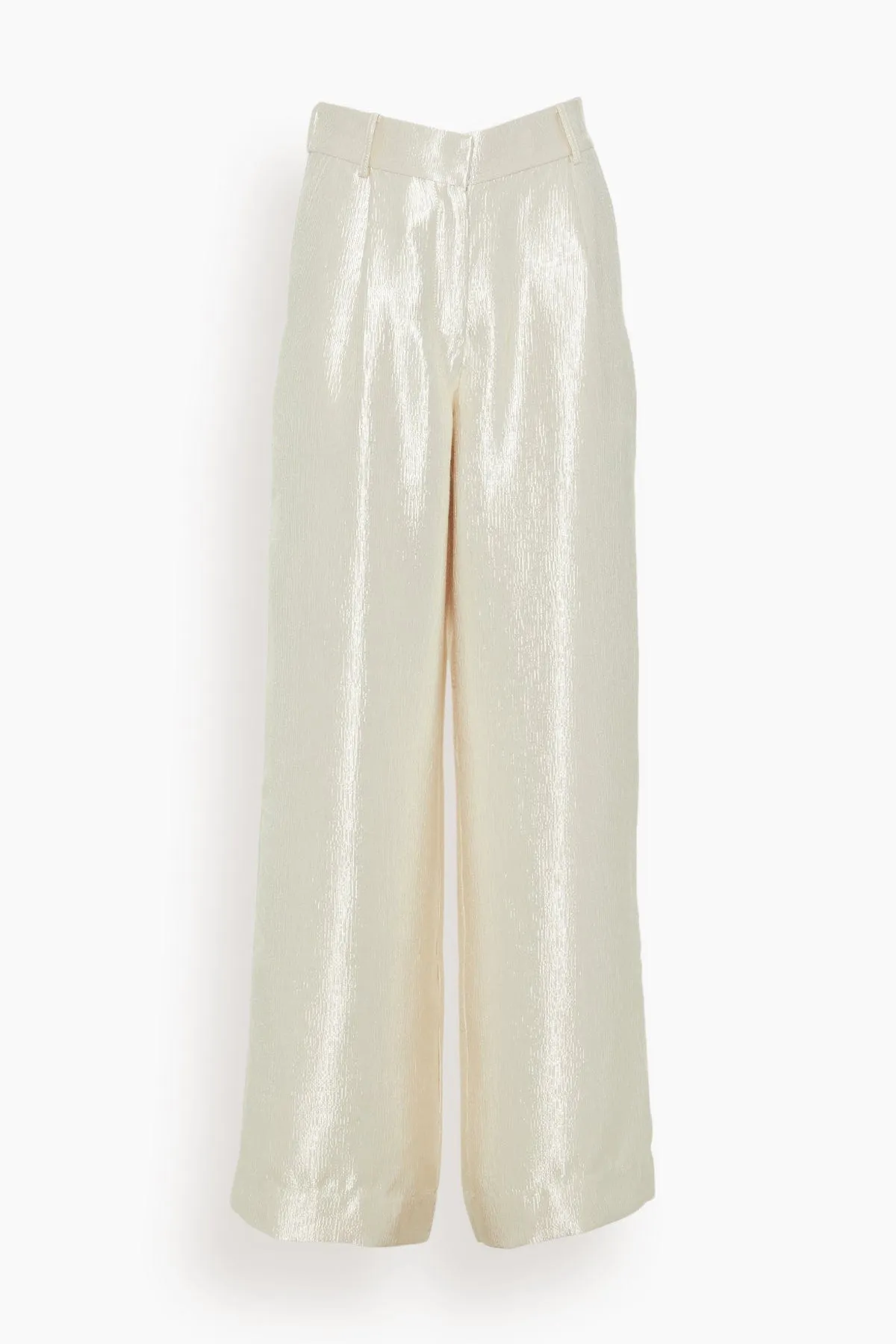 Malcolm Cream Textured Satin Pants for Effortless Elegance