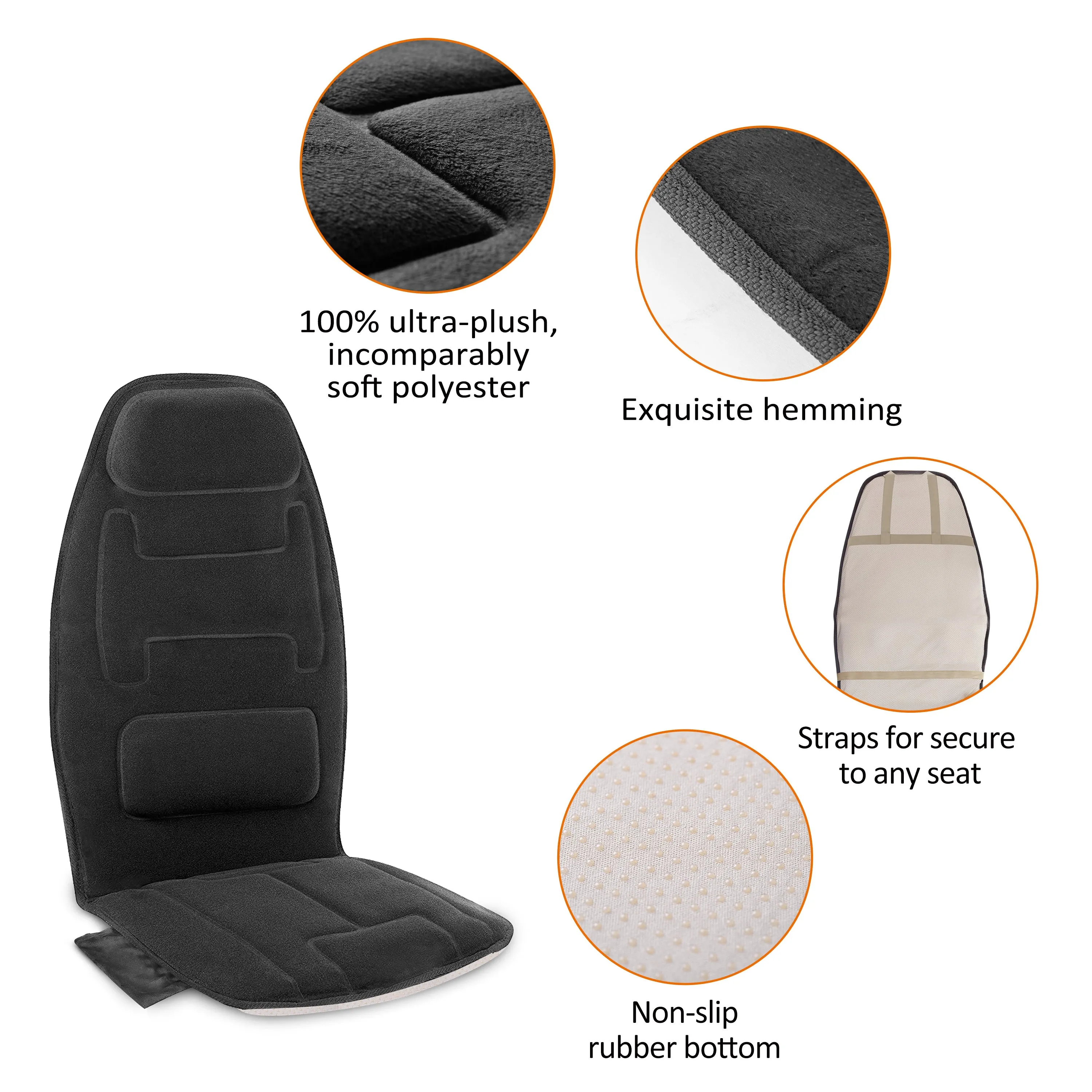 Massage Seat Cushion with Heat - Extra Memory Foam Support Pad in Neck and Lumbar-126B