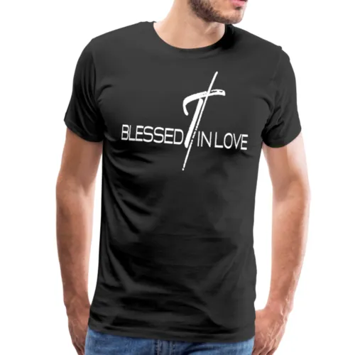 Mens T-Shirts, Blessed In Love Graphic Text Shirt