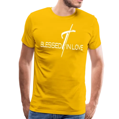 Mens T-Shirts, Blessed In Love Graphic Text Shirt