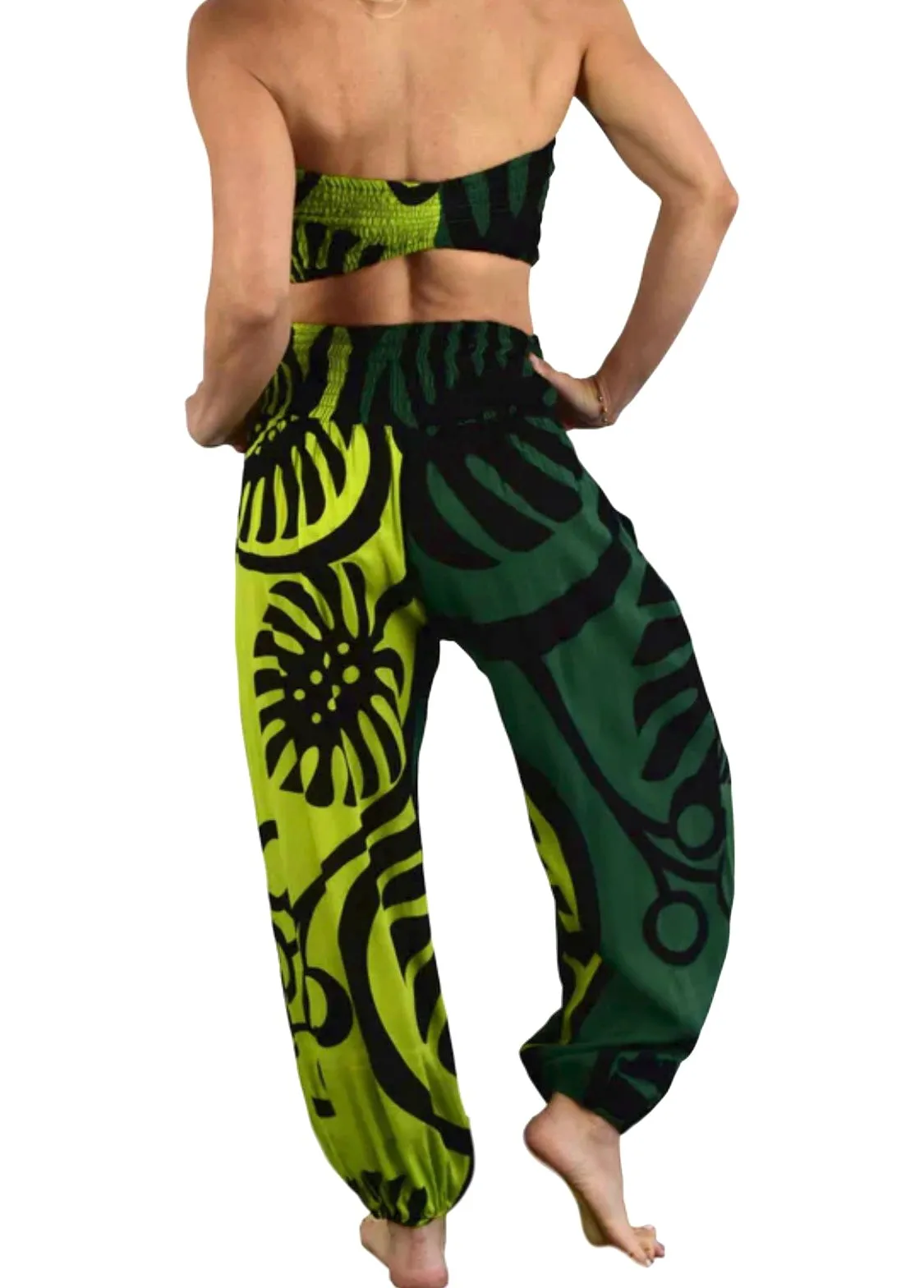 Monstera Pants with Bandeau Top