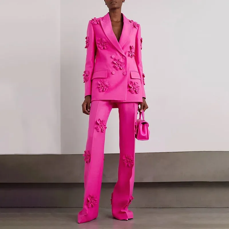 Neon Pink Blazer & Pants Sets