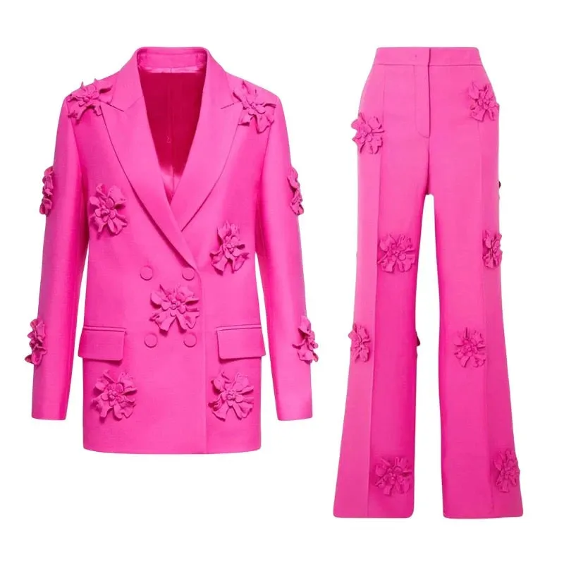 Neon Pink Blazer & Pants Sets