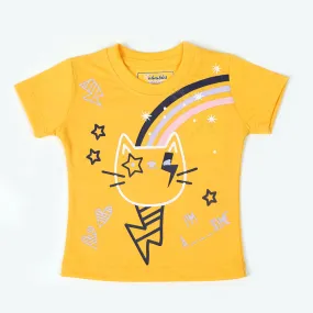 Newborn Girls Half Sleeves T-Shirt - Yellow