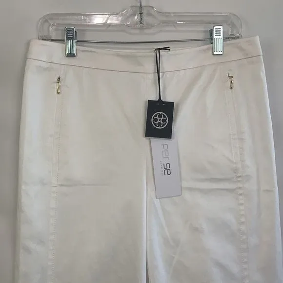 PerSe NWT White Wire Slacks with Slit