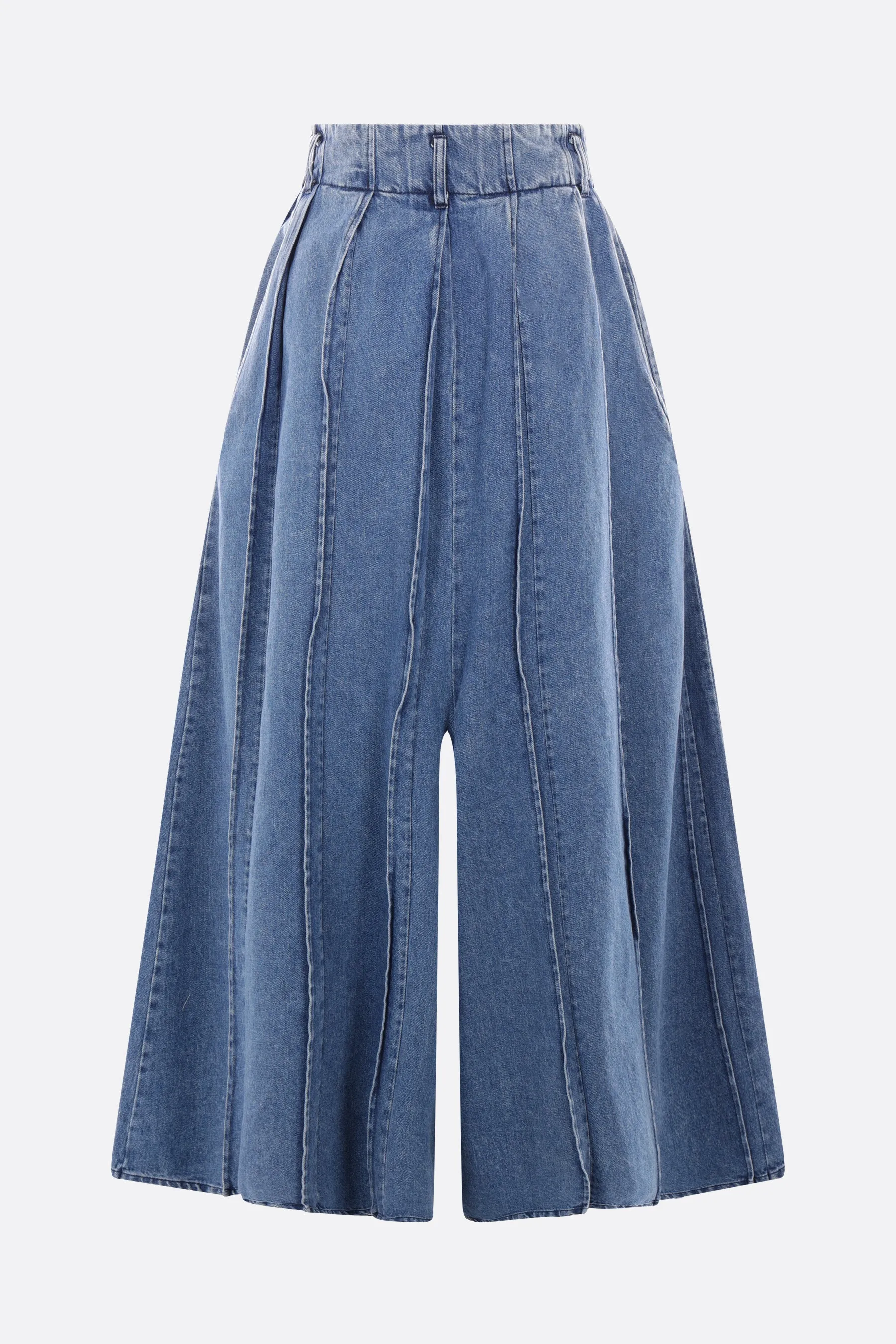 pleated denim skirt pants