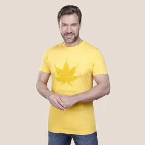 Round Neck Printed T-Shirt - Yellow