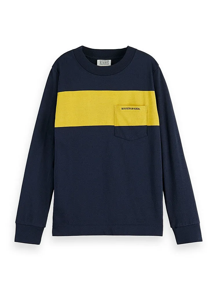 Scotch & Soda Boys L/S Shirt w/Yellow Stripe _Navy 171180-0002