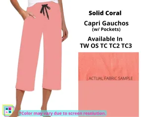 Solid Coral Capri Gauchos