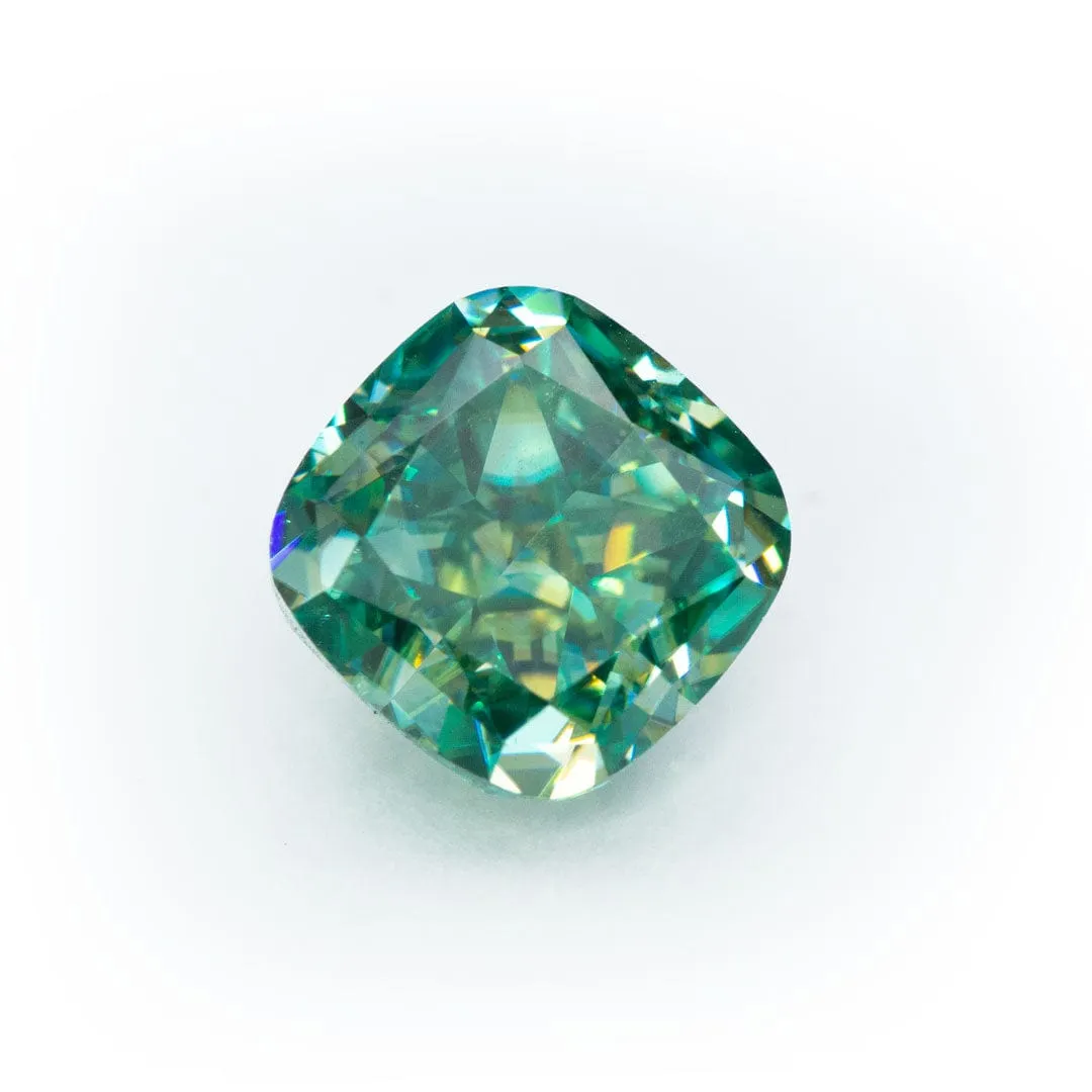 Square Cushion Cut Teal Moissanite Loose Stone