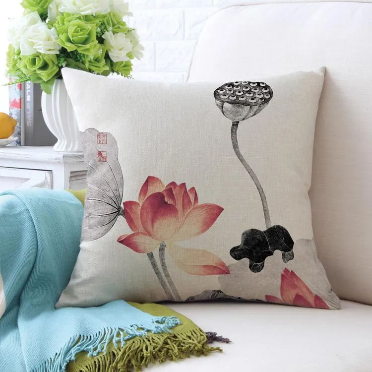 Square Toss Cushion Cover | Lotus Style B