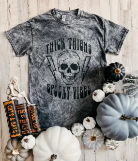 {THICK THIGHS, SPOOKY VIBES} Gray Mineral Wash Crew Neck Tee