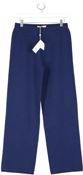 Tory Burch Blue Merino Cashmere Wide Length Pants UK S