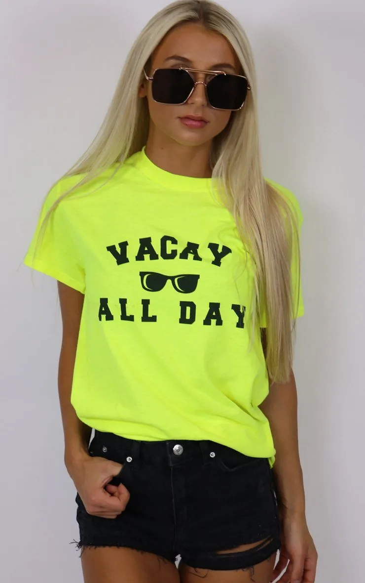 Vay Cay All Day Graphic Neon Yellow T-Shirt