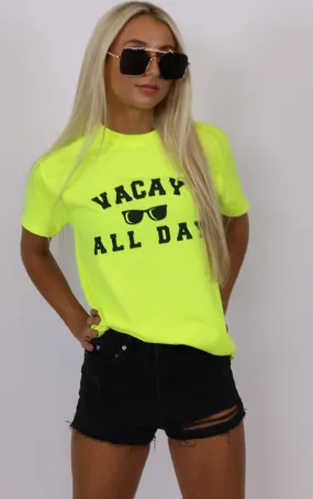 Vay Cay All Day Graphic Neon Yellow T-Shirt