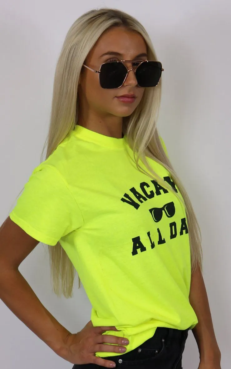 Vay Cay All Day Graphic Neon Yellow T-Shirt